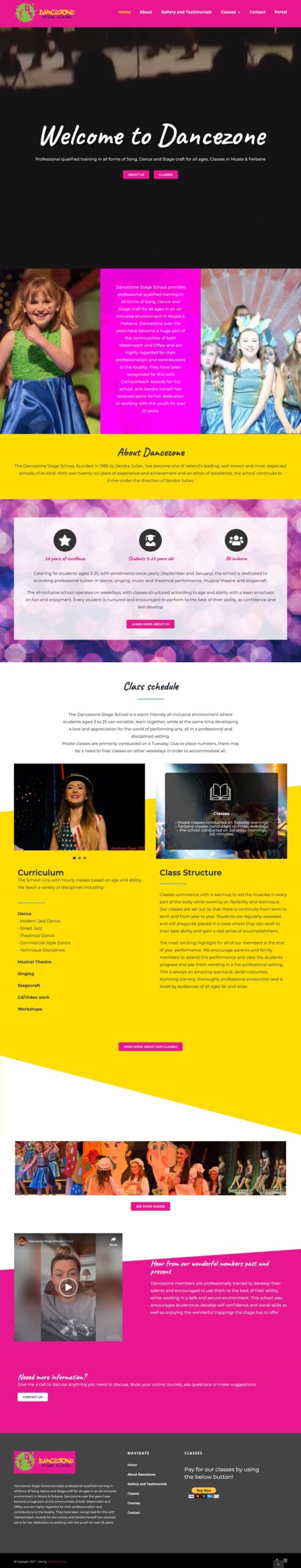 dance school dublin website design