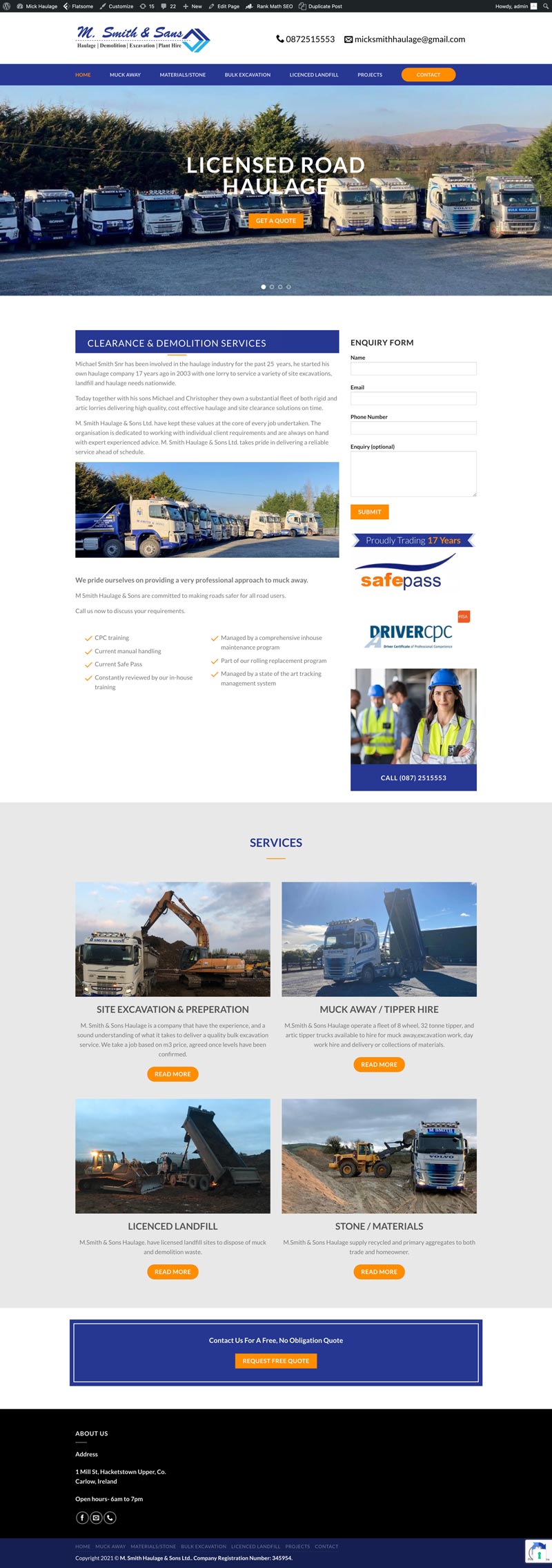 construction and haulage website design